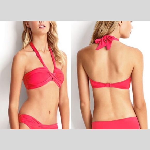 NWT‎ Seafolly Goddess Bandeau Bikini Top in Red HOT [ 4 US] - Picture 1 of 6